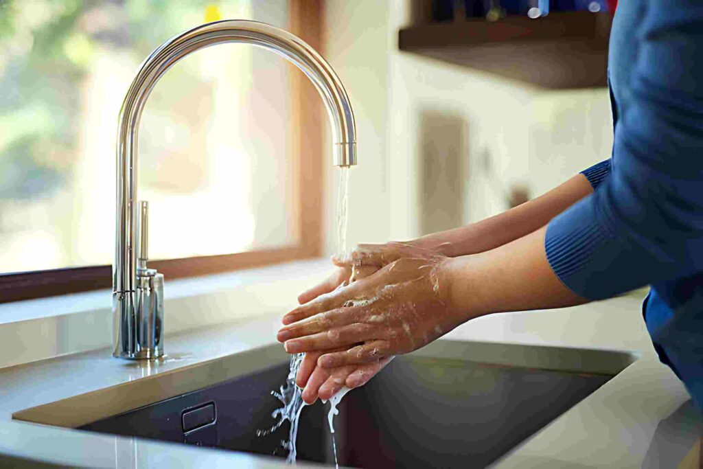 kitchen and disinfect kitchen sink 